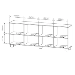 Madia 200x80h cm 4 ante soggiorno rovere chiaro Mellow