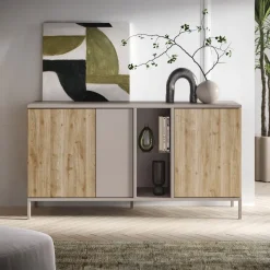 Madia 160x86h cm 3 ante 2 vani rovere chiaro beige Tony