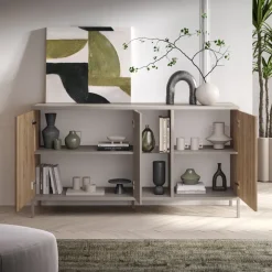 Madia 160x86h cm 3 ante 2 vani rovere chiaro beige Tony