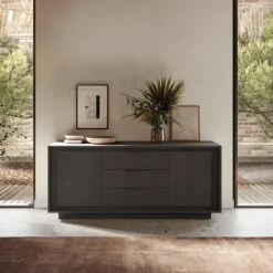 Madia 180x80h cm 3 cassetti 2 ante moderna antracite Deluxe