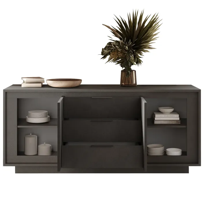 Madia 180x80h cm 3 cassetti 2 ante moderna antracite Deluxe