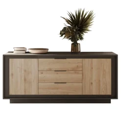 Madia 180x80h cm 3 cassetti 2 ante moderna antracite rovere chiaro Deluxe