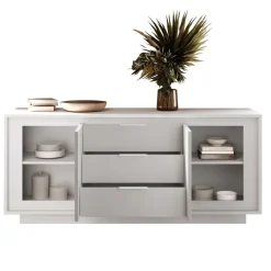 Madia 180x80h cm 3 cassetti 2 ante moderna bianco opaco Deluxe