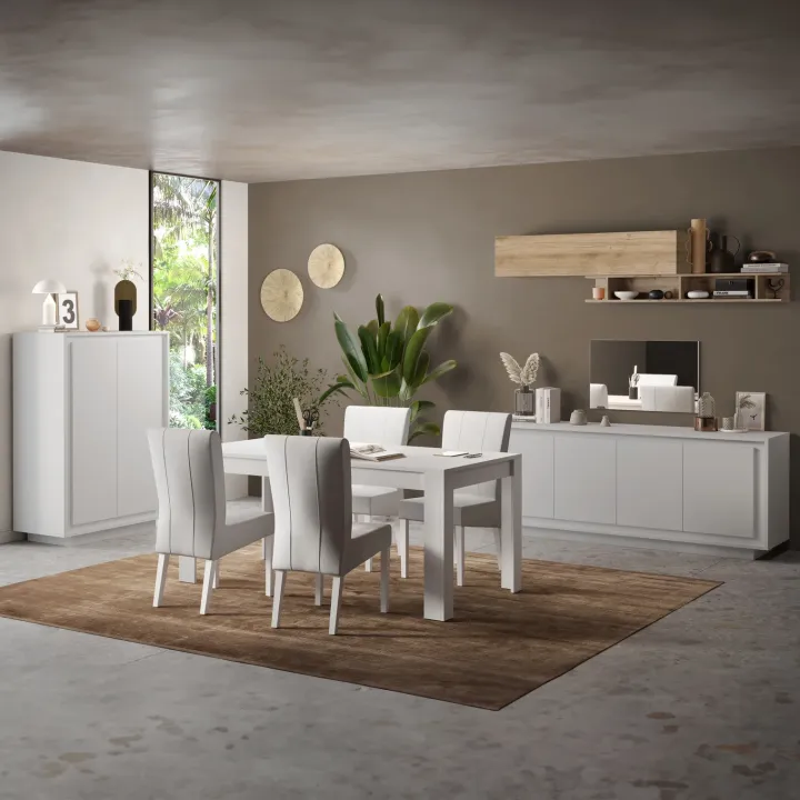 Madia 180x80h cm 3 cassetti 2 ante moderna bianco opaco Deluxe