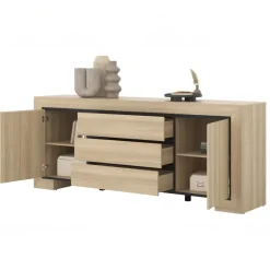 Madia 225x90h cm 3 cassetti 2 ante rovere Écarté