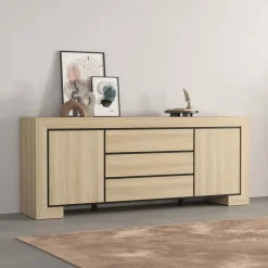 Madia 225x90h cm 3 cassetti 2 ante rovere Écarté