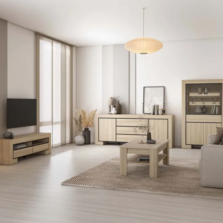 Madia 225x90h cm 3 cassetti 2 ante rovere Écarté