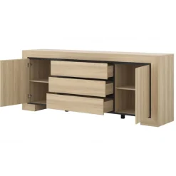 Madia 225x90h cm 3 cassetti 2 ante rovere Écarté
