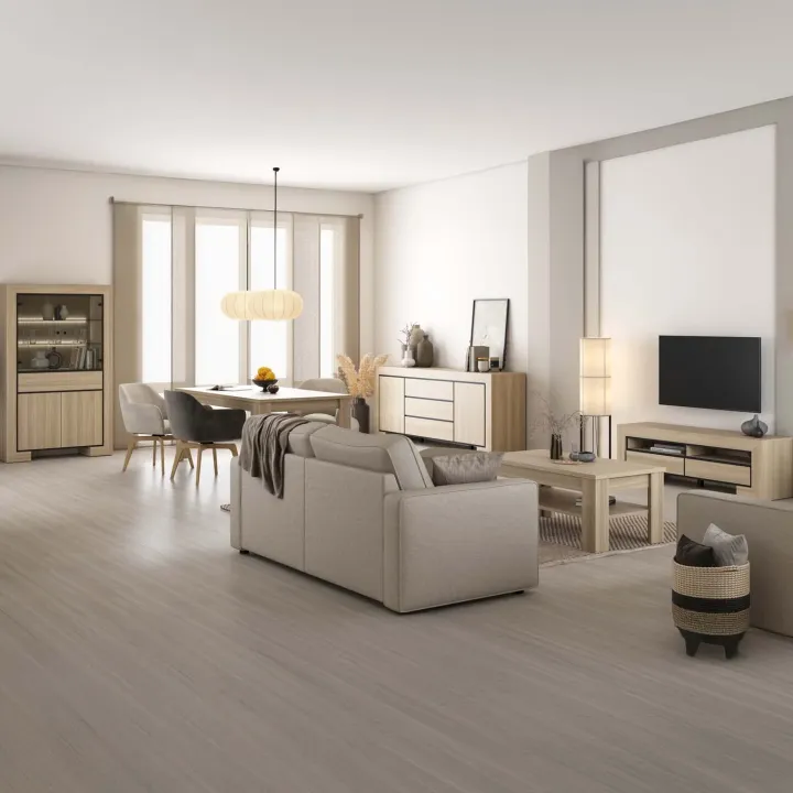 Madia 225x90h cm 3 cassetti 2 ante rovere Écarté