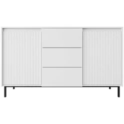 Madia 153x90h cm 3 cassetti design cannettato bianco Strike