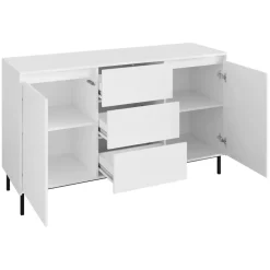 Madia 153x90h cm 3 cassetti design cannettato bianco Strike