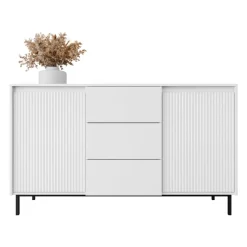 Madia 153x90h cm 3 cassetti design cannettato bianco Strike