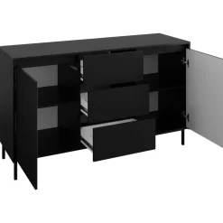 Madia 153x90h cm 3 cassetti design cannettato nero Strike