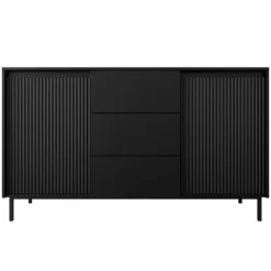 Madia 153x90h cm 3 cassetti design cannettato nero Strike