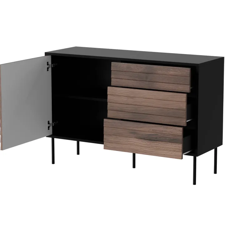 Madia 120x81h cm 3 cassetti moderna noce nero Wild