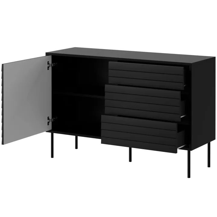 Madia 120x81h cm 3 cassetti moderna nero Wild