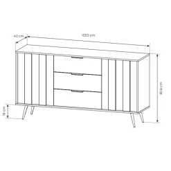 Madia 154x83h cm con led 2 ante 3 cassetti soggiorno noce Bois