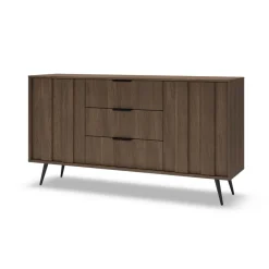 Madia 154x83h cm con led 2 ante 3 cassetti soggiorno noce Bois