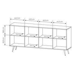 Madia 183x83h cm con led 4 ante soggiorno noce Bois