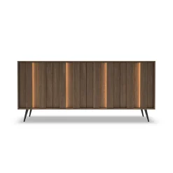 Madia 183x83h cm con led 4 ante soggiorno noce Bois