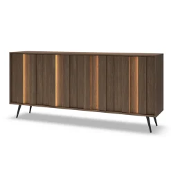 Madia 183x83h cm con led 4 ante soggiorno noce Bois