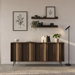 Madia 183x83h cm con led 4 ante soggiorno noce Bois