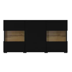 Madia 120x62h cm con vetrinetta moderna nero rovere Fusion