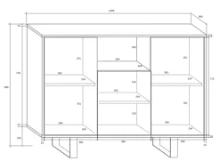 Madia 120x90h cm moderna bianco opaco e lucido Kelli Gihome®