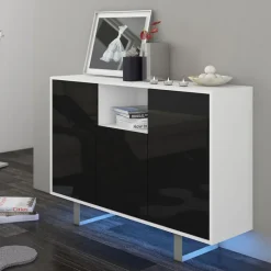 Madia 120x90h cm moderna bianco opaco nero lucido Kelli Gihome®