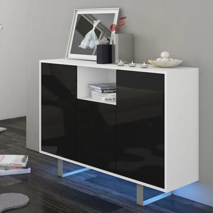 Madia 120x90h cm moderna bianco opaco nero lucido Kelli Gihome®