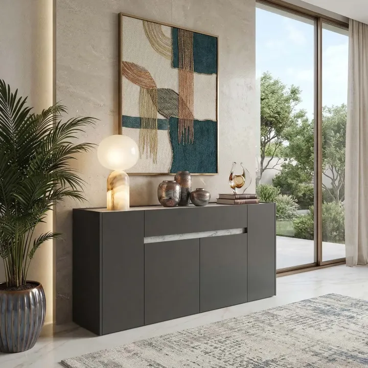 Madia 170x85h cm moderna design antracite marmo Gib