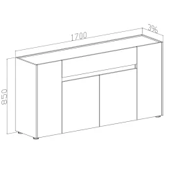 Madia 170x85h cm moderna design grafite rovere Gib