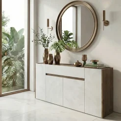 Madia 170x85h cm moderna design noce bianco spatolato Gib