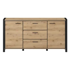Madia 180x91h cm moderna industrial quercia nero opaco Neive