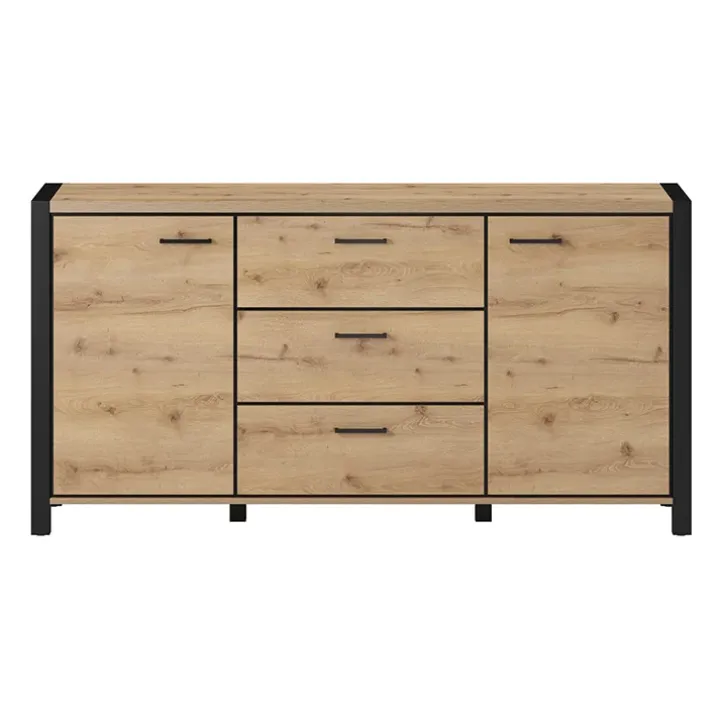 Madia 180x91h cm moderna industrial quercia nero opaco Neive