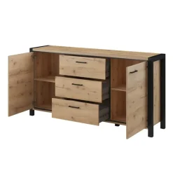 Madia 180x91h cm moderna industrial quercia nero opaco Neive