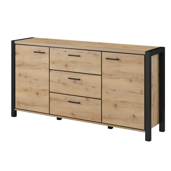 Madia 180x91h cm moderna industrial quercia nero opaco Neive