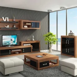 Madia 90x100h cm moderna noce nero lucido Ester Gihome®