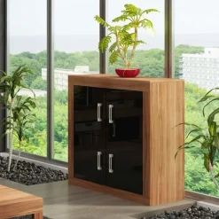 Madia 90x100h cm moderna noce nero lucido Ester Gihome®