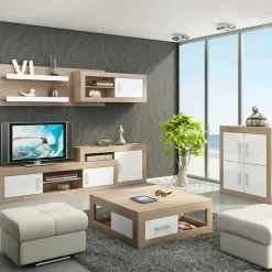 Madia 90x100h cm moderna rovere bianco lucido Ester Gihome®