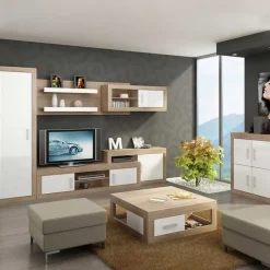 Madia 90x100h cm moderna rovere bianco lucido Ester Gihome®
