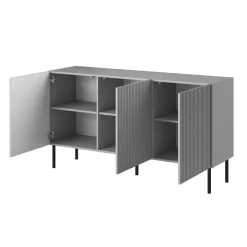 Madia 150x81h cm moderna soggiorno grigio chiaro nero Cadice
