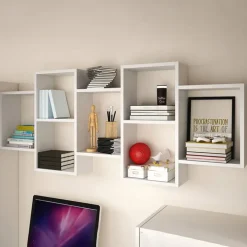 Mensola 161x65h cm pensile da parete design moderno bianco Emanuela
