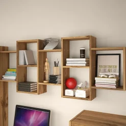 Mensola 161x65h cm pensile da parete design moderno quercia Emanuela