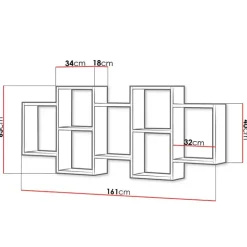 Mensola 161x65h cm pensile da parete design moderno rovere chiaro Emanuela
