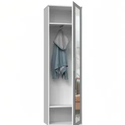 Mobile armadio multiuso ingresso 50x180h cm appendiabiti con specchio bianco Effort