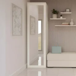 Mobile armadio multiuso ingresso 50x180h cm appendiabiti con specchio bianco Effort