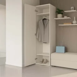 Mobile armadio multiuso ingresso 50x180h cm appendiabiti con specchio bianco Effort