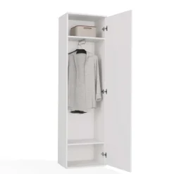 Mobile armadio multiuso ingresso 50x180h cm appendiabiti con specchio bianco Effort