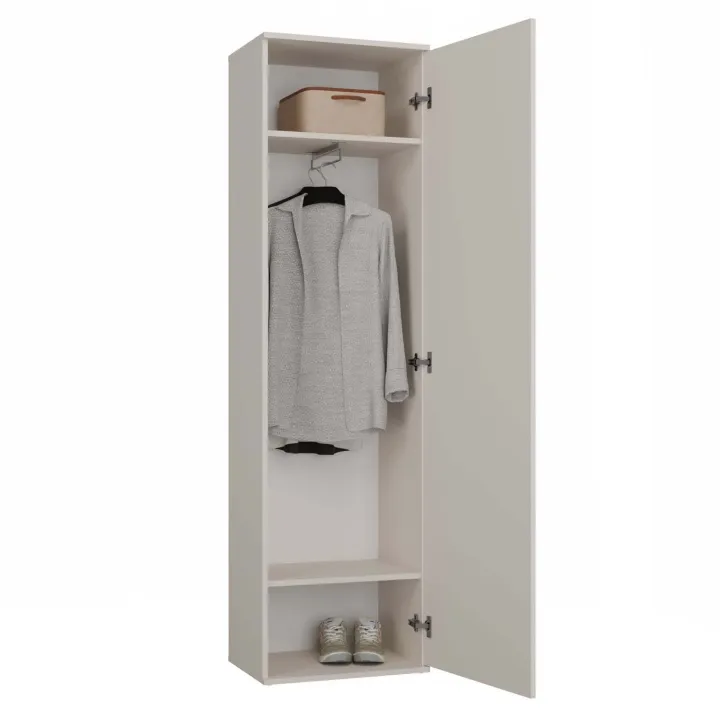 Mobile armadio multiuso ingresso 50x180h cm appendiabiti con specchio beige cashmere Effort